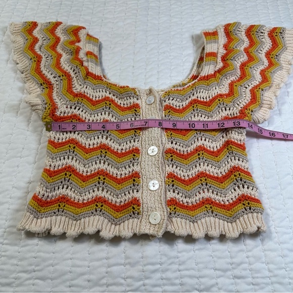 LOVE COLETTE  Pastel Knit Button-Down  Crochet Crop Top - Picture 5 of 12